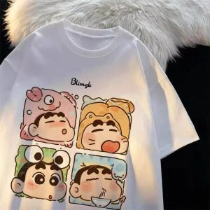 Bandai | Pure Cotton Japanese Style Crayon Shin-chan Short-sleeved T-shirt Casual Couple Top for Men and Women Kids