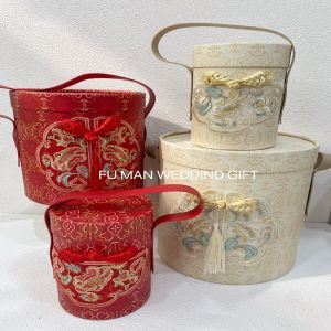 Retro Chinese Style Wedding Favor Box Square round Gift Box Practical Happy Candy Box Maidsmaid Return Box National Style