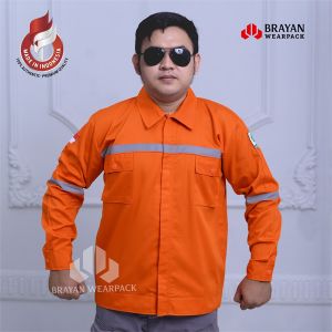 baju wearpack safety lengan panjang kombinasi oren polos