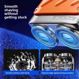 MONLEYTA | German Precision Portable Magnetic Attraction Mens Electric Shaver Travel Convenient Mini Genuine Beard Razor Double Blade Steel