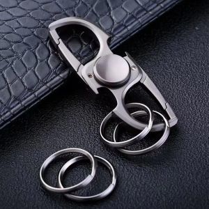 Portable 3 In 1 Metal Fidget Spinner Carabiner Key Ring Tactile Calming Gadget Outdoor EDC Daily Carry Decor Accessory Gift