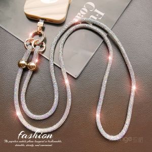 สายโซ่โทรศัพท์หรูหรา สายสะพายไหล่แบบสะพายข้าง สายโซ่ตกแต่งเพชร สายโซ่โทรศัพท์แบบยาวสำหรับผู้หญิง สายโซ่โทรศัพท์แบบป้องกันการสูญหาย