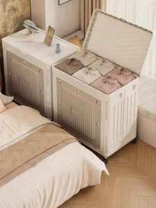 JIAJIESHI | Extra Large Flip Cover With Wheels Clothes Storage Box