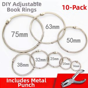 Silver Metal Ring Binder Clips Removable Open Ring Card Holder Office Equipment Punch Machine for Binding And Stationery