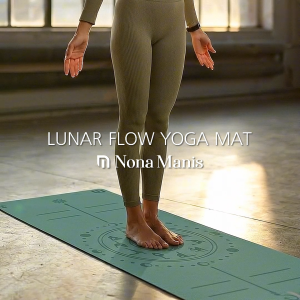 Nona Manis Premium Yoga Mat PU Coconut Fiber Natural Rubber with Alignment Guides Anti-Slip Portable for Yoga Pilates