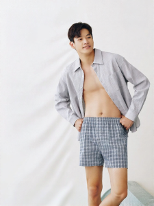 THREEGUN | Striped Checked Loose Fitting Underwear Shorts