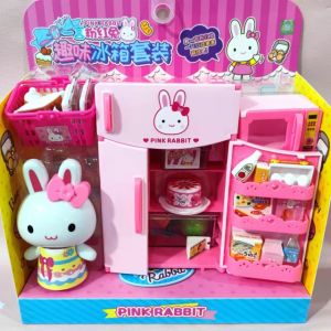 Pink Rabbit Toy Supermarket Pretend Play Kitchen Refrigerator Sound And Light Simulation Toys for Girls Birthday Gift