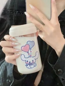 Aks Straw Cup Plastic Coffee Womens Convenient Portable Cup Summer High Value Cups with Straws Childrens Accompanying Cup Cute