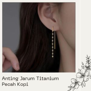 Anting Tusuk Titanium Anti Karat Pecah Kopi Juntai Panjang Stainless Korean Style xp.id2