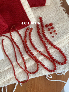 Red Agate 925 Silver Necklace Original Design Joyful Ball Pendant Fashionable Gift for Koreans and Fever Lovers