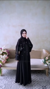 COD Mecca Dress Brokat Ceruty Babydoll Dress Wanita Terbaru Kekinian Gamis untuk Kondangan Viral