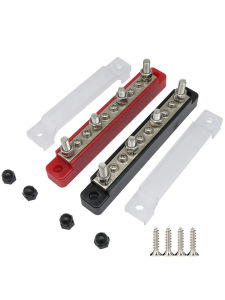other | 10 Way Bus Bar Terminal Block 12V/48V Power Distribution Terminal Block with Cover Heat Shrink Tubing