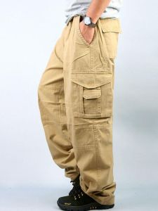 plus Size Work Pants for Men Casual Loose Fit Long Trousers Security Guard Thickened Heavy Duty Mens Jeans 320 Pounds Size