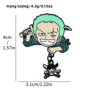 Bandai | Trâm Cài Hình Đầu Lâu Hải Tặc Zoro & Usopp Huy Hiệu Anime Cài Áo Khoác Denim Quà Tặng Cho Fan Manga Đồ Trang Sức Sưu Tầm Phụ Kiện Ba Lô