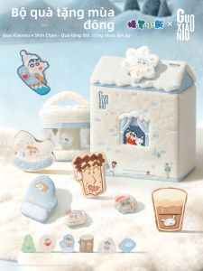 GUOXIAONIU | Bột Nén Phủ Nhung Crayon Shinchan Chủ Đề Bài Hát Tình Yêu Mùa Đông Dùng Cho Kem Lót Airbrush Foundation Bộ Công Cụ Trang Điểm Có Hộp Quà Tặng