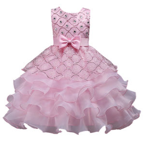 Childrens Dresses Girls Ruffle Embroidered Sequined Bow Dress Daily Holiday Party Outfit