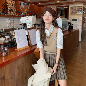 FRAN Coat Autumn Sweater Ladies Vest Short V-neck College Style Vest Top COD