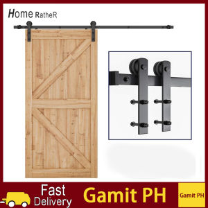 [Gamit PH]Carbon Steel Rustic Interior Wood Barn Sliding Door Hardware Track Kit with Hanging Rail Thickened Rail Pulley Sliding Door Hanging Wheel
