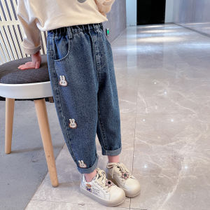 Fashionable Spring Autumn Denim Pants for Girls Baby Clothes Korean Style mid Waist Long Trousers Childrens Fashion