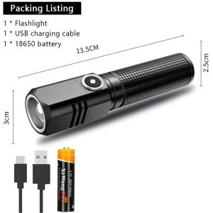 3 F350 LED Mini Flashlight Powerful Type-C Rechargeable 18350 Battery Torch SST20 2000LM Lamp with Tail Magnet Tactical Lantern