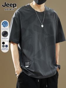 JEEP SPIRIT | Summer Thin Ice Silk Men T-Shirt Loose Casual Round Neck