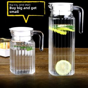 Large Capacity Heat Resistant Glass Cold Water Pot Tea Brewing Duckbill Straw Juicer Home Use White Cool Water Cup