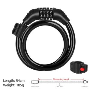 Xunting Bike Lock Cable 65cm Bike Cable Basic Self Coiling Resettable Cable Bike Locks with Complimentary Mounting Bracket Lock