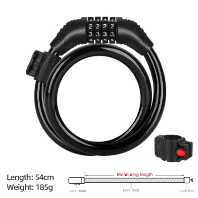 Xunting Bike Lock Cable 65cm Bike Cable Basic Self Coiling Resettable Cable Bike Locks with Complimentary Mounting Bracket Lock