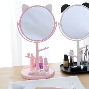 GƯƠNG TRANG ĐIỂM ĐỂ BÀN TAI MÈO Kiểu Dáng Hàn Quốc - Gương Công Chúa Tai Mèo Decor Để Bàn Kèm Móc Treo Vật Dụng Xinh Xắn