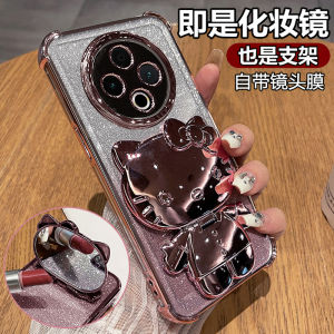 Vivo Y500 Silicone Phone Case with Lens Film Full Cover Airbag Anti-Fall Transparent Soft Female Model Stand Mirror Cute Cartoon