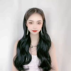 Wig Bando Cantik Wanita Simple Elegan Korean Version Wig Bando Panjang Wanita Hairclip Korea Rambut Palsu wig headband-17