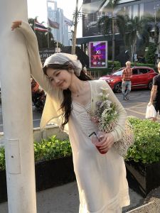 Thin Long Sleeve Knitted Open Cardigan Womens Outerwear Top Mibei Color Design Korean Style Autumn New Arrival Mixd Brand