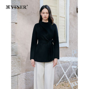Two-way Collar Wool and Cashmere Blend Double-faced Coat