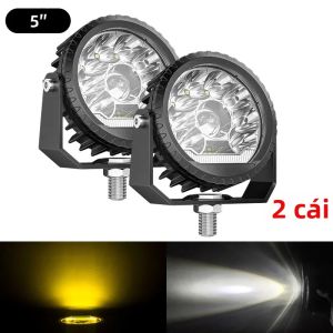 1/2 Chiếc 5 Inch 18LED Đèn Làm Việc Combo Tia Đèn Pha 9-30V 2 Màu Trắng Hổ Phách Cho Xe Máy SUV ATV 4X4 Offroad Phụ Kiện