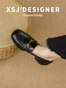 LIQIXIEFANG | Vintage Genuine Leather Loafer Women Medium Heel