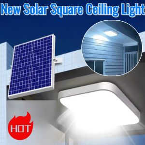 New Solar Square Ceiling Light Indoor Outdoor Waterproof LED Solar Ceiling Light Solar Garden Lamp