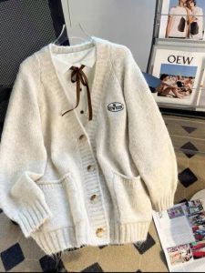 Áo Len Cardigan Dệt Kim Mềm Mại Cho Bé Gái Áo Khoác Ngoài Mùa Thu Dáng Rộng Thoải Mái Cao Cấp Áo Khoác Ngoài Cho Bé Gái