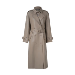 Vintage Straight Leather Coat Women