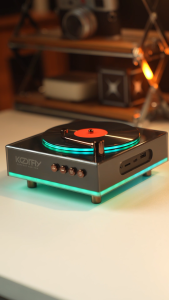 KOORFLY KF-TIMEBOX Vinyl Record Player with Speaker and Bluetooth Retro Turntable Music Player Vintage LP Phonograph Built-in Speaker Vinyl Player