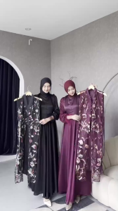 Natasya Dress Kondangan Model Terbaru 2025 Bahan Silk Aplikasi Outer Brukat Terpisah Mewah Modern Viral