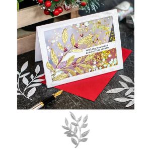 Vine Leaves Background Bird mMetal Cutting Dies Stacked Triangles Tulip Collage Die Cut For DIY Scrapbooking Card Craft Making
