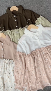 KEMEJA WANITA BLUES TERBARU MOTIF BUNGA KECIL