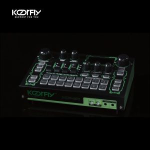 KOORFLY KF01 Live Sound Card With Microphone DJ Mixer 48V Mic Custom Sound Bluetooth Sound Mixer For Recording AI