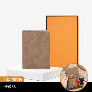 Retro Crazy Horse Leather Wallet Short Genuine Leather Money Clip Mens Multi-card Slot Magnetic Field Resistance Cross-Border