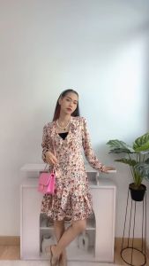 [Basica Moda] 1224 Gaun Dress Mini Wanita Normuula Ruffle Crepe Import