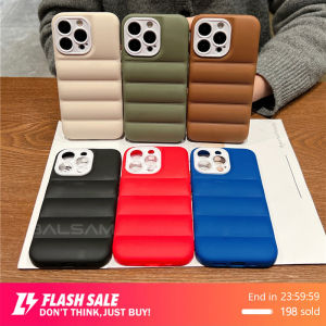 🇹🇭iCase กรณีปักเป้าซิลิคในกระแทก: เคสโทรศัพท์สำหรับ 14 13 12 11 Pro ProMax XSMAX X/XS XR 7+ 8 Plus 7 8 Luxury Down Jacket ให้ดูคุณภาพ