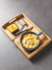 ชุดจานเซรามิก ชามน้ำต้มยำกุ้ง ชามื้อเช้า ชามีพิมพ์ลายสไตล์ญี่ปุ่น สำหรับผู้หญิง ชุดครัวเรือนขนาดเล็ก พร้อมแท่นวาง