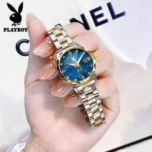 [ 100% ของแท้ ] PLAYBOY ลำลอง นาฬิกา ผู้หญิง กัน น้ำ แท้ ใหม่ สายสแตนเลส ส่องสว่าง นาฬิกาแฟชั่น