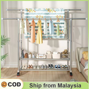 ampaian baju Stainless Steel Clothes Hanger Rack Stand/Indoor Outdoor Clothes Hanger / Rak Penyidai Baju/Coat Rack