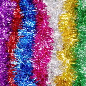1.5M Christmas Colorful Ribbon Gold Silver Wire Garland Tinsel Hanging Rattan Xmas Tree Ornaments Wedding Birthday Party Decoration
